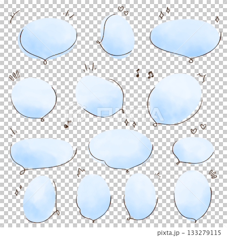 Cute watercolor speech bubbles, hand-drawn 133279115
