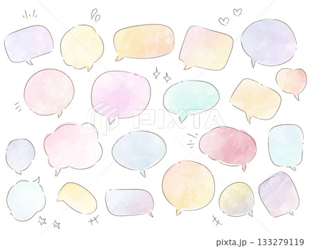 水彩のかわいいフキダシ 手描き 水彩のかわいいフキダシ 手描き 133279119