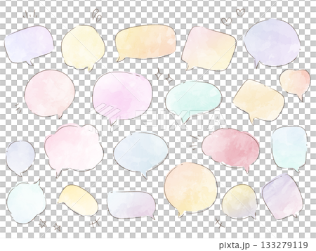 水彩のかわいいフキダシ 手描き 水彩のかわいいフキダシ 手描き 133279119