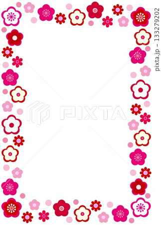 梅の花 フレーム ホワイトスペース 年賀状素材 梅の花 フレーム ホワイトスペース 年賀状素材 133279202