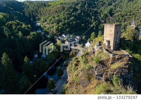 Esch-sur-Sure, Wiltz, Grand-Duche de Luxembourg, September 07, 2025, Ancient rampart on precipice Esch-sur-Sure, Wiltz, Grand-Duche de Luxembourg, September 07, 2025, Ancient rampart on precipice 133279287