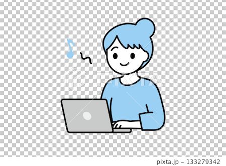 PC作業・副業・デスクワークする女性01 133279342