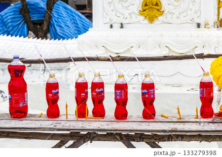 White and golden Thai temple Naga dragons in Patong Phuket Thailand. 133279398