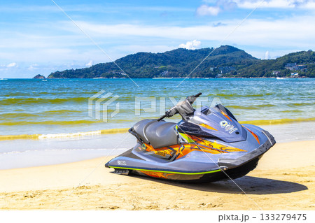 Jet ski jetski and turquoise blue water Patong Beach Thailand. 133279475