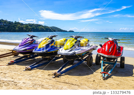 Jet ski jetski and turquoise blue water Patong Beach Thailand. Jet ski jetski and turquoise blue water Patong Beach Thailand. 133279476