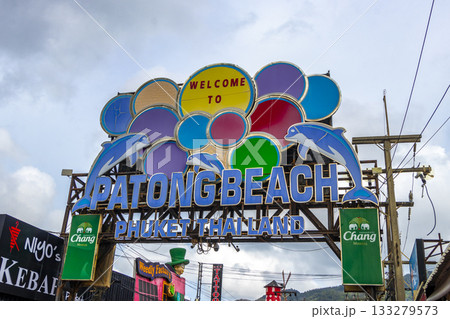 Patong walking street welcome entrance sign board lettering Phuket Thailand. 133279573