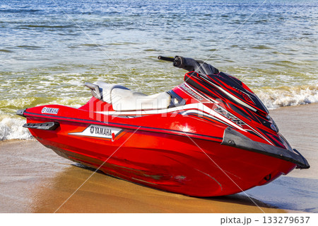 Jet ski jetski and turquoise blue water Patong Beach Thailand. Jet ski jetski and turquoise blue water Patong Beach Thailand. 133279637