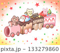 動物たちとクリスマストレインケーキのイラスト⭐︎ 133279860