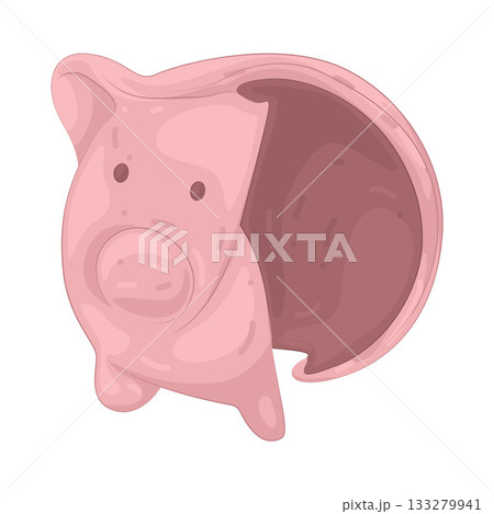 Illustration of broken piggy bank  133279941