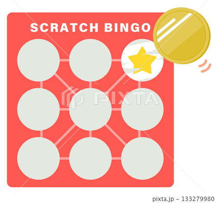 スクラッチビンゴのカードとコイン 133279980