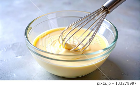 《AI画像》ボウルに入れたクリームを混ぜるイメージ 133279997