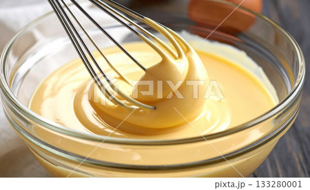 《AI画像》ボウルに入れたクリームを混ぜるイメージ 133280001