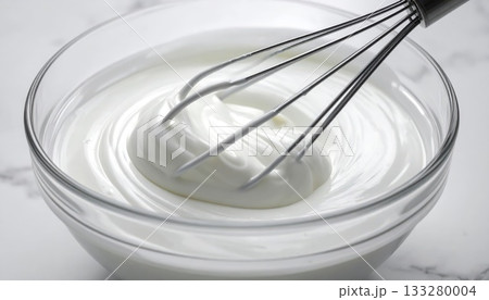 《AI画像》ボウルに入れたクリームを混ぜるイメージ 133280004