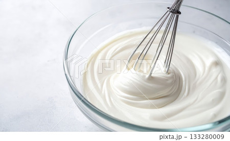 《AI画像》ボウルに入れたクリームを混ぜるイメージ 133280009