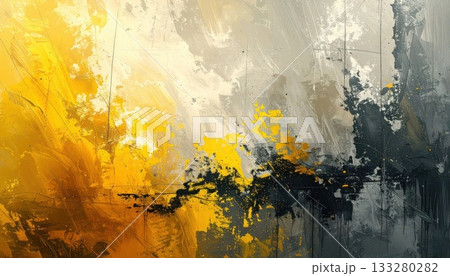 《AI画像》黄色と黒の塗料のついた壁 133280282