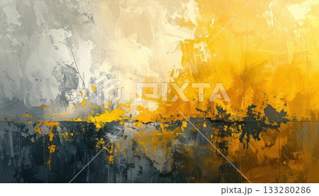《AI画像》黄色と黒の塗料のついた壁 133280286
