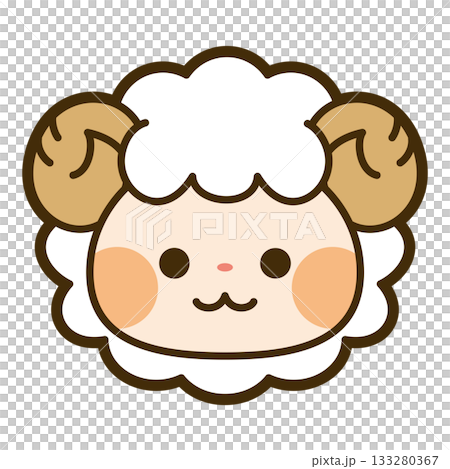 可愛的綿羊臉圖標 133280367