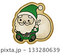 緑のサンタクロースのクッキーイラスト 133280639