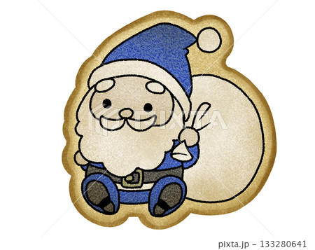 青いサンタクロースのクッキーイラスト 133280641
