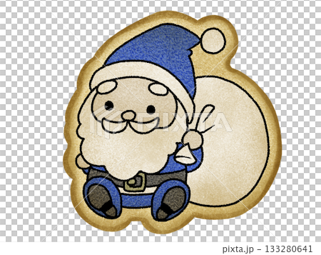 青いサンタクロースのクッキーイラスト 133280641