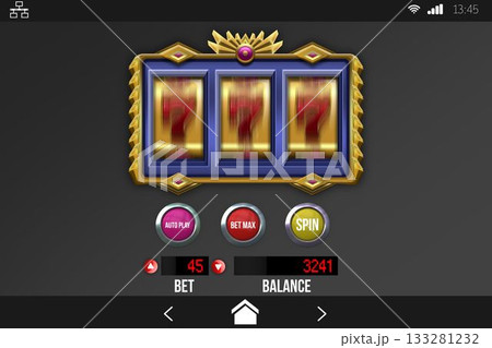 Slot machine on mobile screen Slot machine on mobile screen 133281232