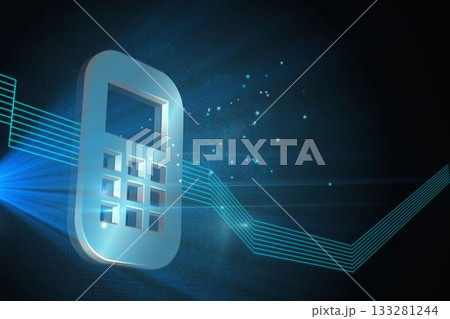 Shiny mobile phone on black background 133281244