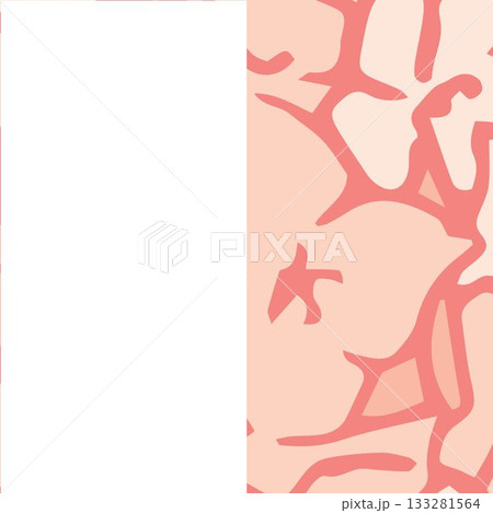 Displaying flat design coral-like red branching shapes on pale peach with white panel, copy space Displaying flat design coral-like red branching shapes on pale peach with white panel, copy space 133281564