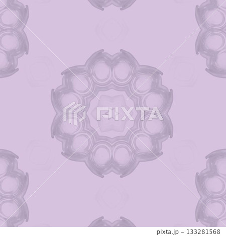 Displaying seamless abstract textile-style pattern featuring mandala-like motif in lavender tones Displaying seamless abstract textile-style pattern featuring mandala-like motif in lavender tones 133281568