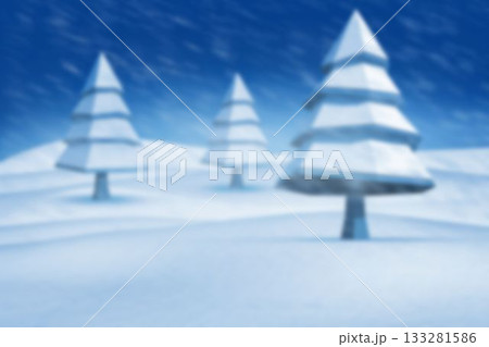largest tiered snow-covered conical tree is standing in flat design winter scene with flurries largest tiered snow-covered conical tree is standing in flat design winter scene with flurries 133281586