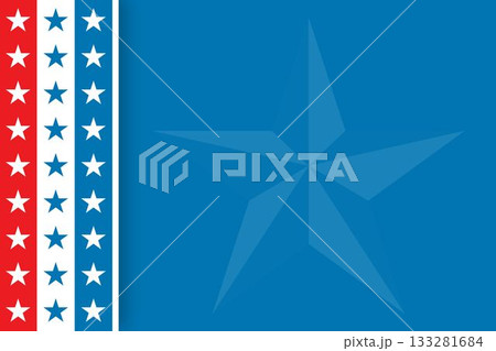 Flat design showing tricolor stripes with star columns and blue field with faint star watermark Flat design showing tricolor stripes with star columns and blue field with faint star watermark 133281684
