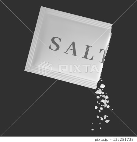 Realistic regular salt pouring from the sachet packet, 3d vector white natural salt paper package cooking ingredient Realistic regular salt pouring from the sachet packet, 3d vector white natural salt paper package cooking ingredient 133281738