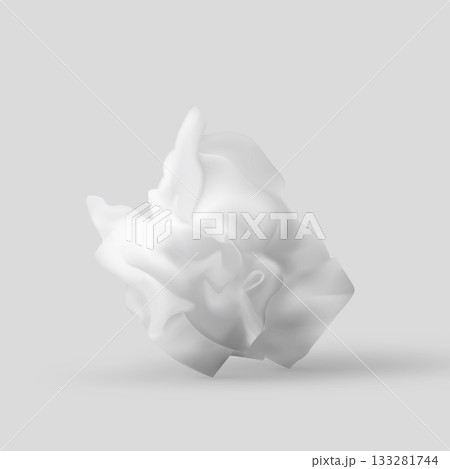 Used napkin or crumpled paper ball, vector realistic creased napkin, utilized paper tissue, crumpled wrinkled wrapper 133281744