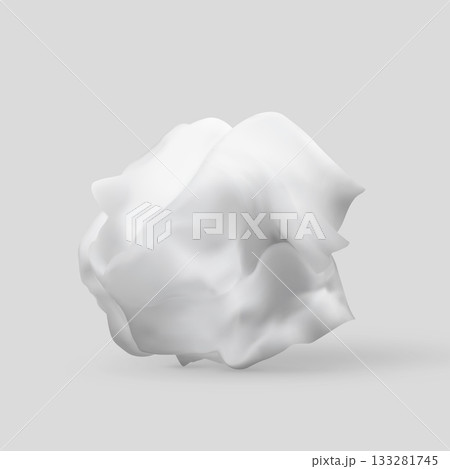 Used napkin crumpled paper ball, creased napkin, tissue, vector realistic crumpled wrinkled wrapper utilized paper towel 133281745