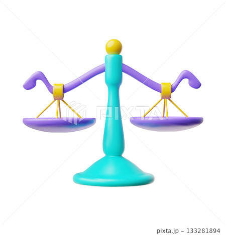 Libra zodiac sign 3D vector cartoon plastic style, Horoscope Astrological zodiac volume symbol as a scales in a balance 133281894
