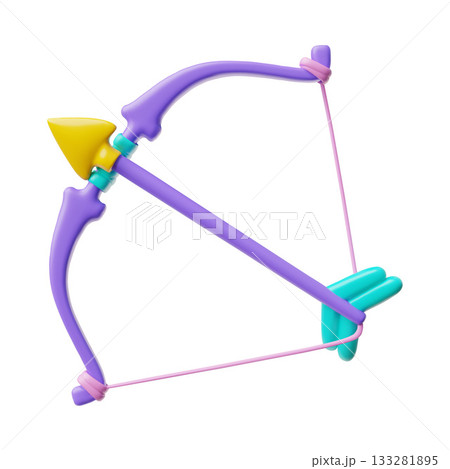 Sagittarius zodiac symbol 3D vector cartoon plastic style, Astrological Horoscope volume icon, crossbow with arrow Sagittarius zodiac symbol 3D vector cartoon plastic style, Astrological Horoscope volume icon, crossbow with arrow 133281895