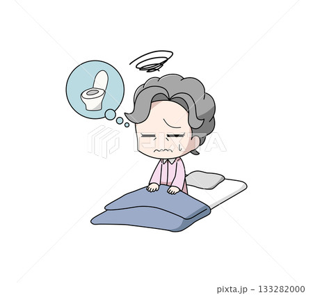トイレで目が覚める高齢女性のイラスト 133282000