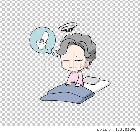 トイレで目が覚める高齢女性のイラスト 133282000