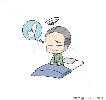 トイレで目が覚める高齢男性のイラスト 133282001