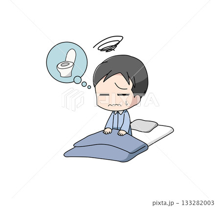 トイレで目が覚める男性のイラスト 133282003