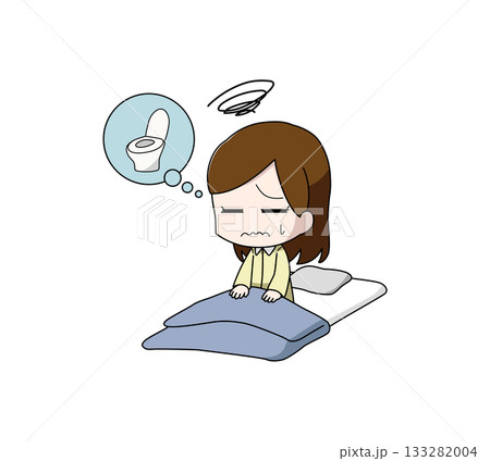 トイレで目が覚める女性のイラスト 133282004