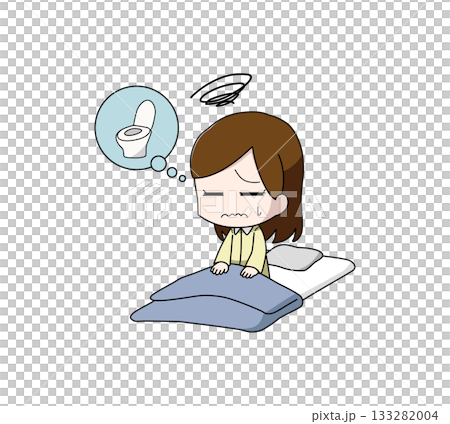 トイレで目が覚める女性のイラスト 133282004