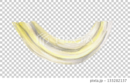 Fabric drapery, lambrequin watercolor hand drawn. White yellow, beige hanging, semicircular, round drapery for window decoration, soft lightweight clear material Isolated from background illustration Fabric drapery, lambrequin watercolor hand drawn. White yellow, beige hanging, semicircular, round drapery for window decoration, soft lightweight clear material Isolated from background illustration 133282137