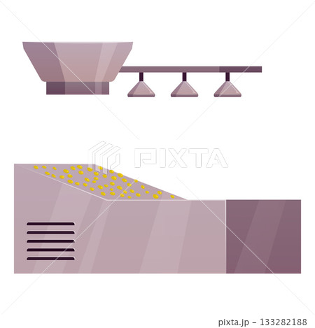 Olive oil production modern automated facility line, green olive fruits separator and sorting manufacture process vector 133282188