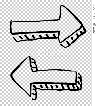 手描きの矢印。グランジ、落書き、筆風の矢印。ベクターアイコン。色んな種類のカーソル。 133282293