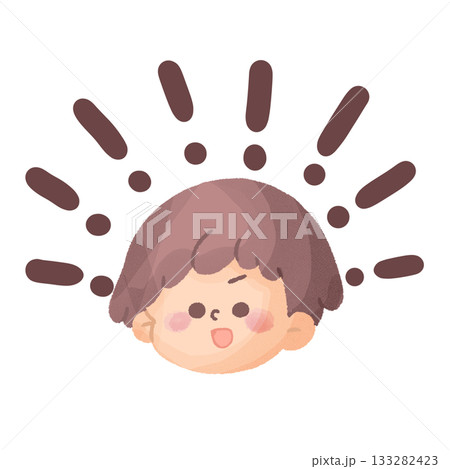 閃いたり、思いついたりしている男の子のイラスト 133282423