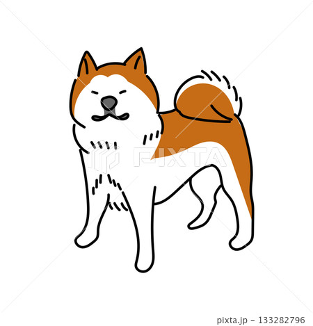 イラスト素材: 秋田犬のシンプルなカットアウトベクター 133282796
