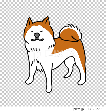イラスト素材: 秋田犬のシンプルなカットアウトベクター 133282796