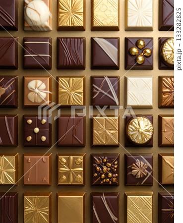 《AI画像》綺麗に並んだ高級チョコレート 133282825