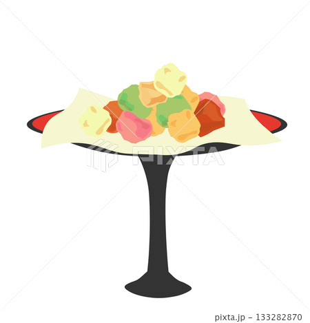 高坏の上に盛られた、ひなあられのイラスト 133282870