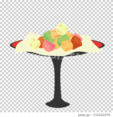 高坏の上に盛られた、ひなあられのイラスト 133282870